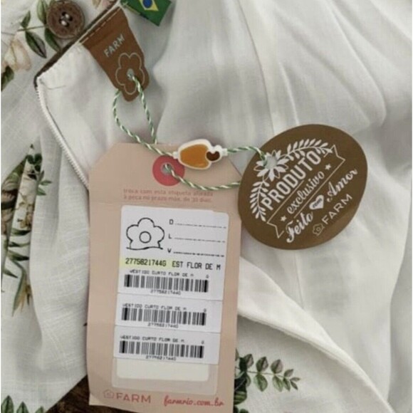 Farm Rio Dress L Ivory Floral Exotic Monkey Print Mini Brazil Tropical - Picture 8 of 12
